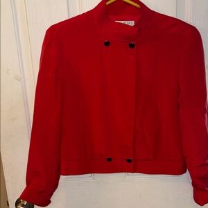 SHOMI Women's Bold Red 100% silkBomber Jacket